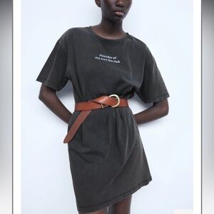 Zara Washed Black Graphic Tee Dress